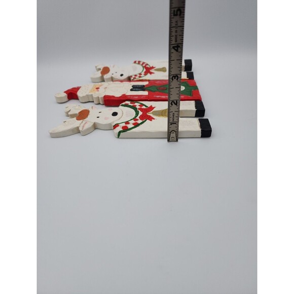 VTG Christmas Wood Decorative Folding Screen Santa & Reindeers Holiday Decor - Picture 7 of 12